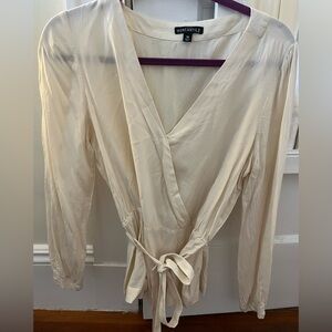 J Crew cream tie waist blouse